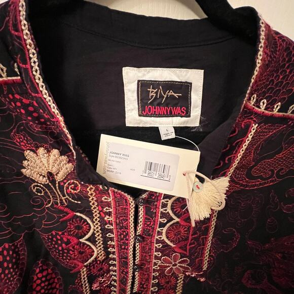 JOHNNY WAS NWT Biya Belina 100% Silk Embroidered Top Boho Chic. Womens Large - Picture 4 of 6